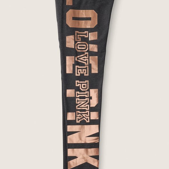 Victoria's Secret PINK Rose Gold Bling Shine Cotton Leggings Small - Picture 6 of 10